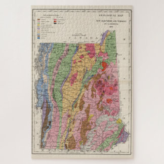 Puzzle Mapa de la geología de Nueva Hampshire y Vermont
