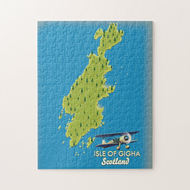Puzzle Mapa de la Isla de Gigha Escocia (Vertical)