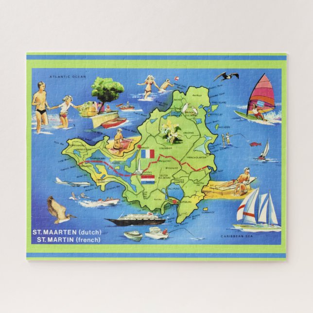 Puzzle Mapa de la isla de San Martín 16x20  (Horizontal)