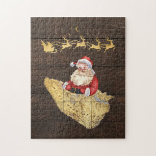 Puzzle Mapa de la isla Hilton Head con Santa y reno
