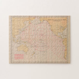Puzzle Mapa de la ola del tsunami sísmico de Hawái (194