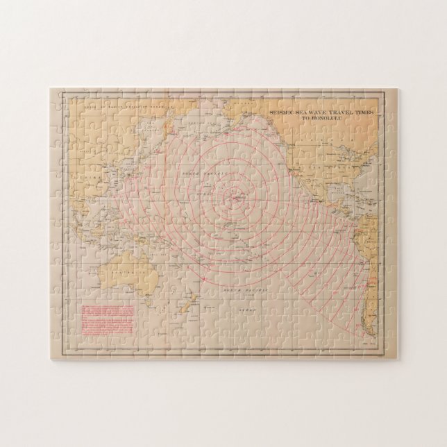 Puzzle Mapa de la ola del tsunami sísmico de Hawái (1947) (Horizontal)