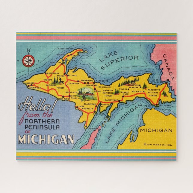 Puzzle Mapa de la península norte de Michigan (Horizontal)
