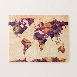 Puzzle Mapa de la pintura de la acuarela del mapa del