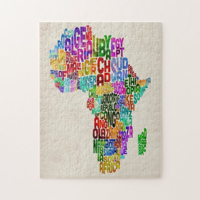 Puzzle Mapa de la tipografía de África (Vertical)