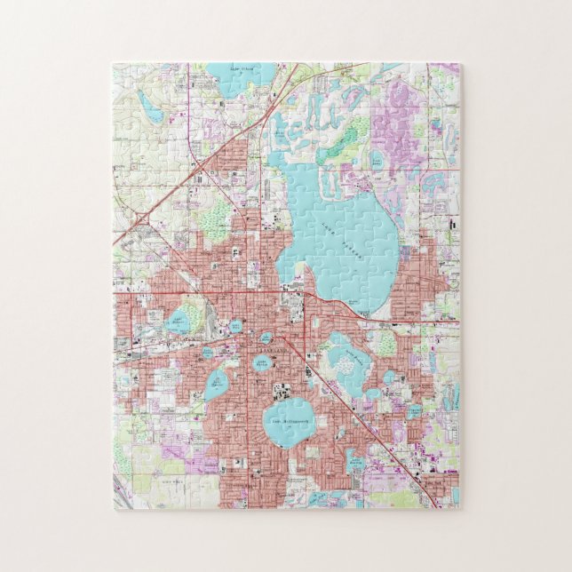 Puzzle Mapa de Lakeland la Florida (1975) (Vertical)