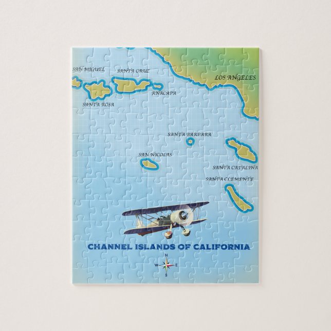 Puzzle Mapa de las Islas del Canal de California (Vertical)