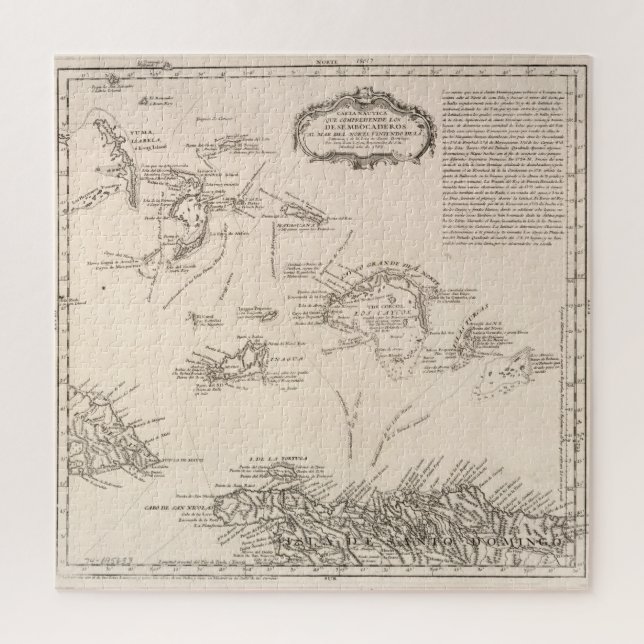 Puzzle Mapa de las Islas Turcas y Caicos (1782) (Vertical)