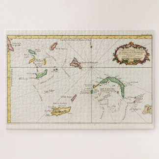 Puzzle Mapa de las Islas Turcas y Caicos Vintage (1764)