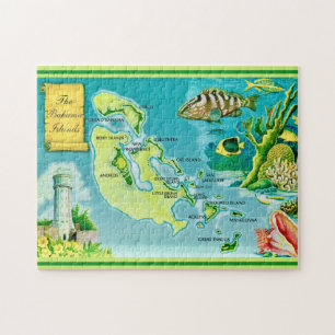 Puzzle Mapa de las Islas Vintage de Bahamas