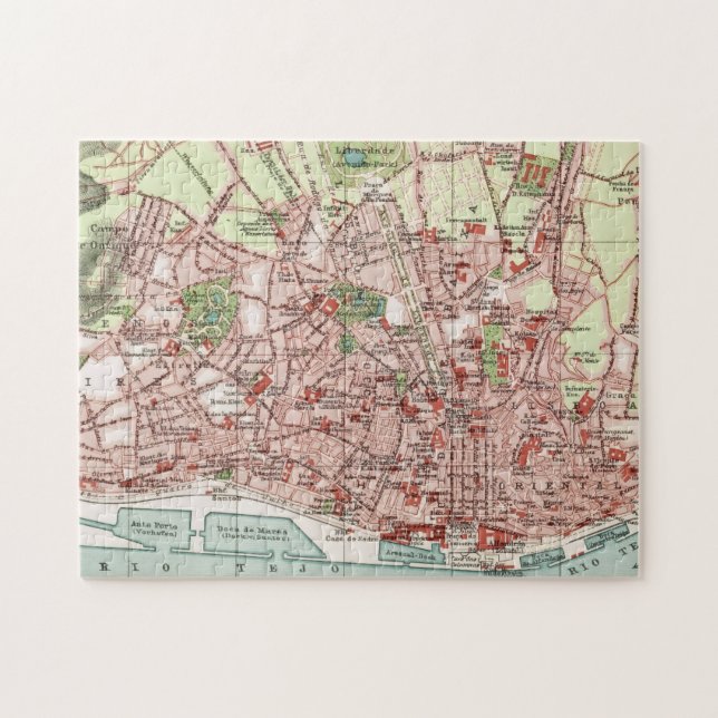 Puzzle Mapa de Lisboa Portugal 11x14 (Horizontal)