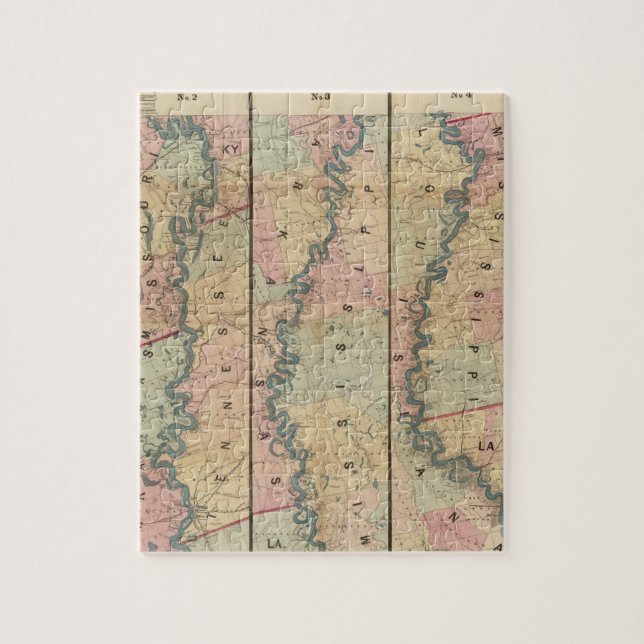Puzzle Mapa de Lloyd del río Misisipi Inferior (Vertical)
