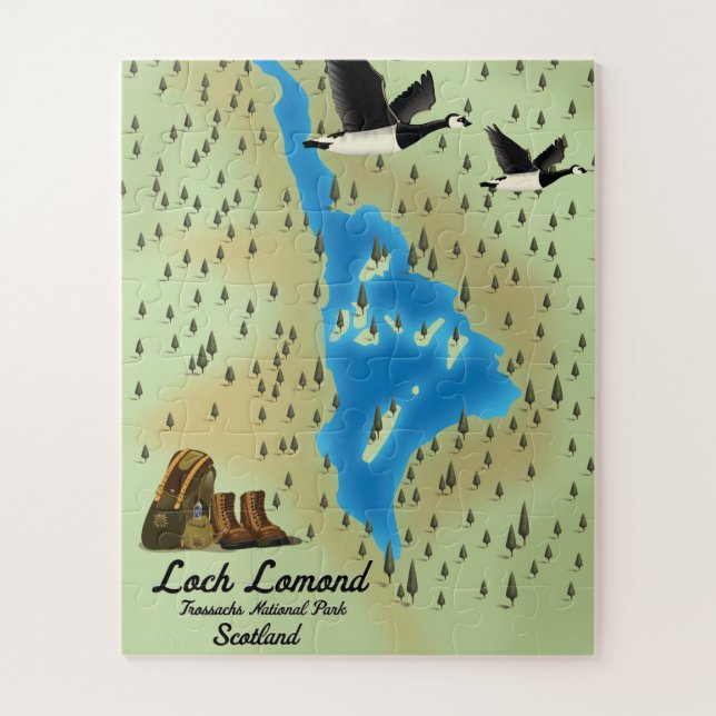 Puzzle Mapa de Loch Lomond, Trossachs, Escocia (Vertical)