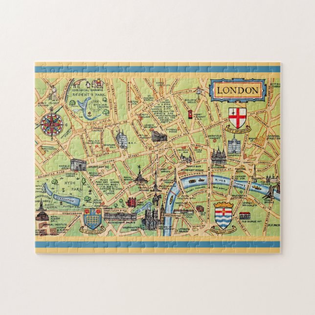 Puzzle Mapa de Londres Inglaterra ilustrado de forma colo (Horizontal)