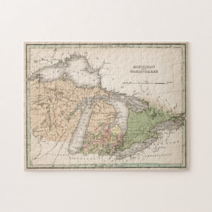 Puzzle Mapa de los Grandes Lagos (1837)