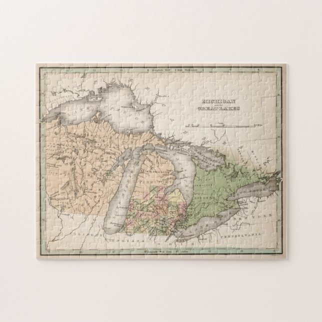 Puzzle Mapa de los Grandes Lagos (1837) (Horizontal)