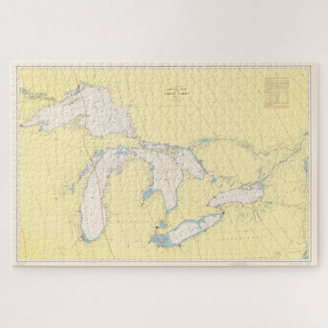 Puzzle Mapa de los Grandes Lagos (1966) (Horizontal)
