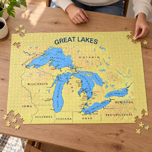 Puzzle Mapa de los Grandes Lagos de Norteamérica 20x30
