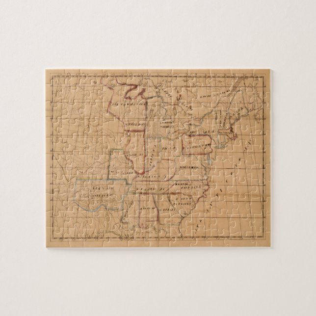 Puzzle Mapa de manuscritos de época de los Estados Unidos (Horizontal)