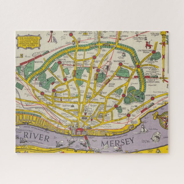 Puzzle Mapa de Merseyside, Liverpool (Horizontal)
