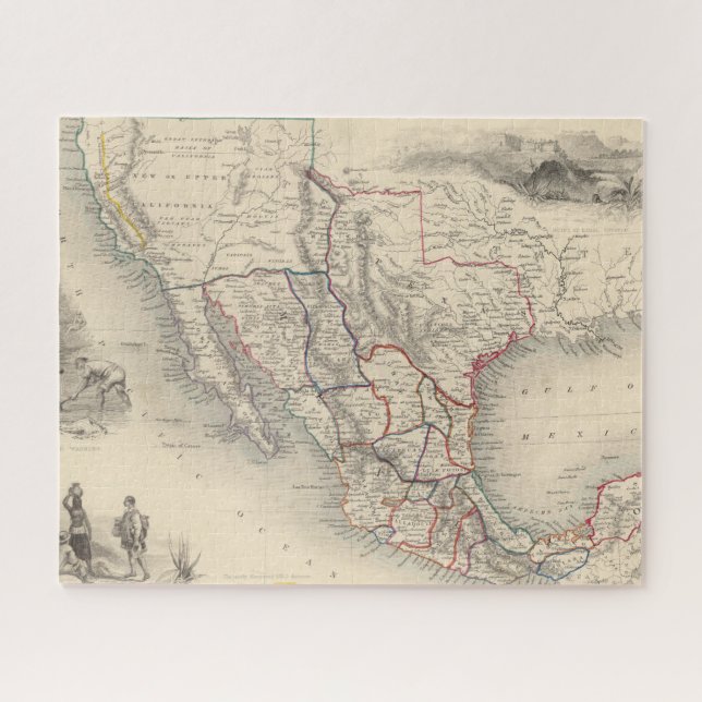 Puzzle Mapa de México, California y Texas (Horizontal)