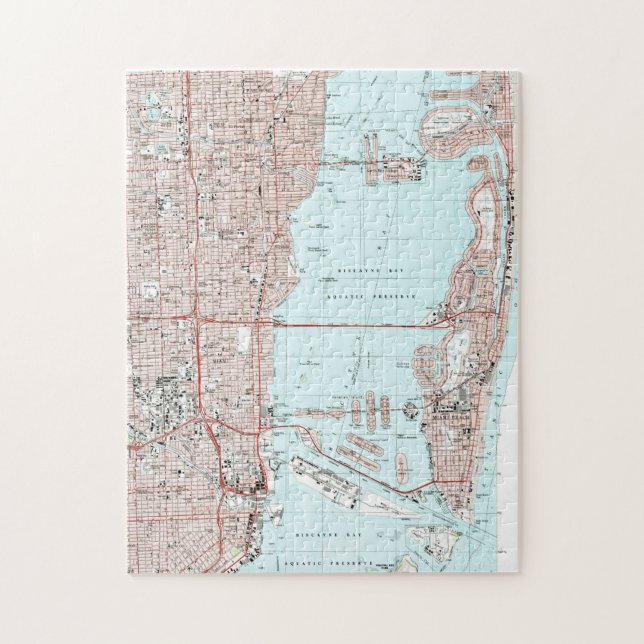 Puzzle Mapa de Miami la Florida (1994) (Vertical)