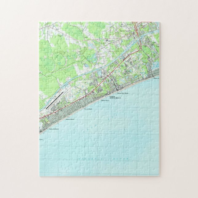 Puzzle Mapa de Myrtle Beach del norte Carolina del Sur (Vertical)
