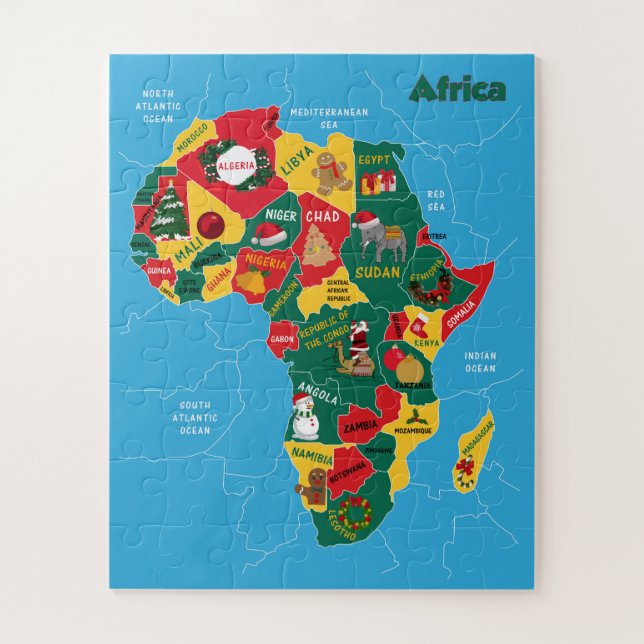 Puzzle Mapa de Navidades de África (Vertical)