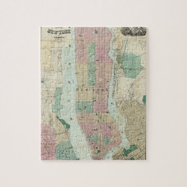 Puzzle Mapa de Nueva York y alrededores (Vertical)