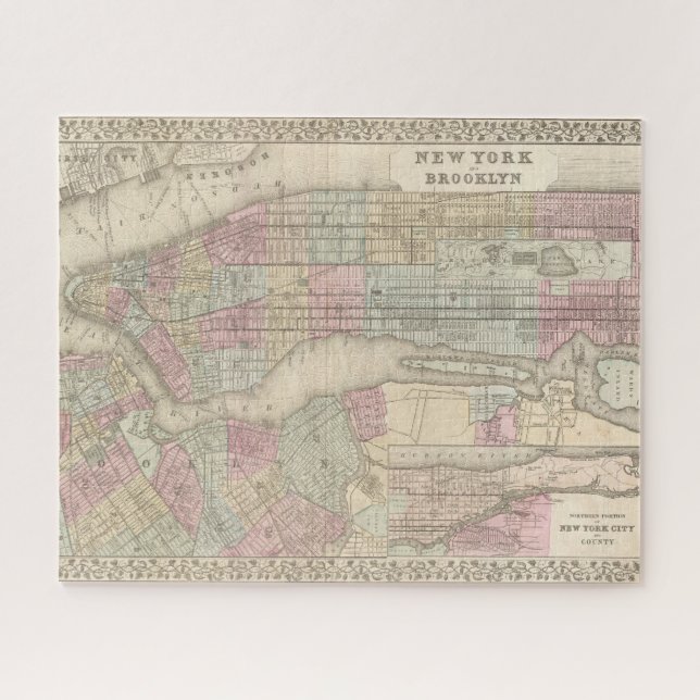 Puzzle Mapa de Nueva York y Brooklyn (Horizontal)