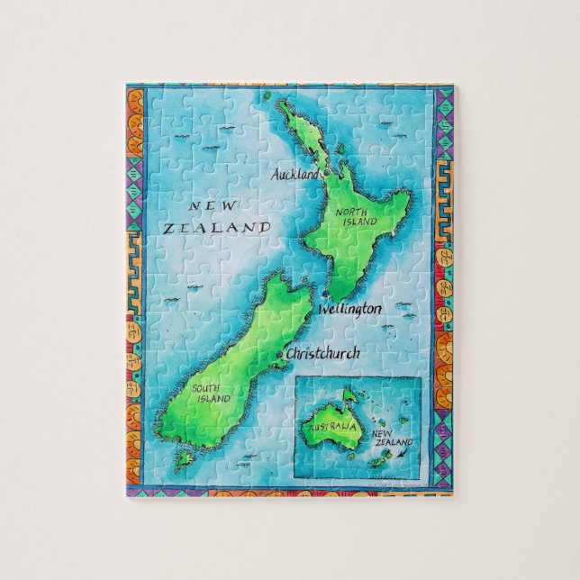 Puzzle Mapa de Nueva Zelanda (Vertical)