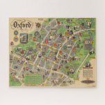 Puzzle Mapa de Oxford, Inglaterra (British Railways)<br><div class="desc">"Oxford. British Reilways. J.P. Sayer". Mapa poster gráfico de la ciudad de Oxford, de 1949, por J.P. Sayer. El mapa fue publicado por British Railways para promover los viajes por ferrocarril. Presenta importantes monumentos, junto con figuras en trajes de época, que ilustran la historia histórica de Oxford. Todas las universidades...</div>