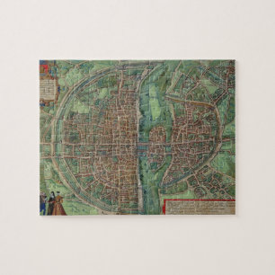 Puzzle Mapa de París, de "Civitates Orbis Terrarum" por 