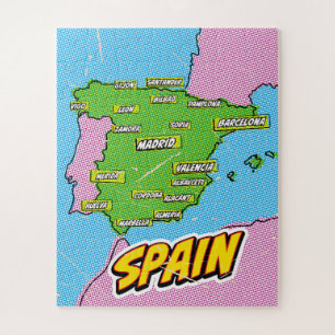 Puzzle Mapa de Pop Art Illustrated Spain