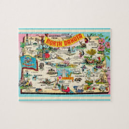 Puzzle Mapa de postales de Dakota del Norte