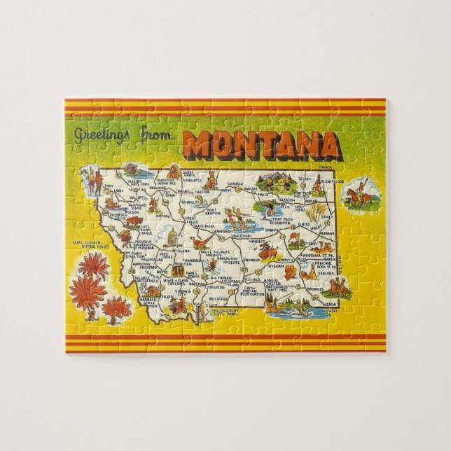 Puzzle Mapa de postales de Montana (Horizontal)