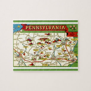 Puzzle Mapa de postales de Pennsylvania
