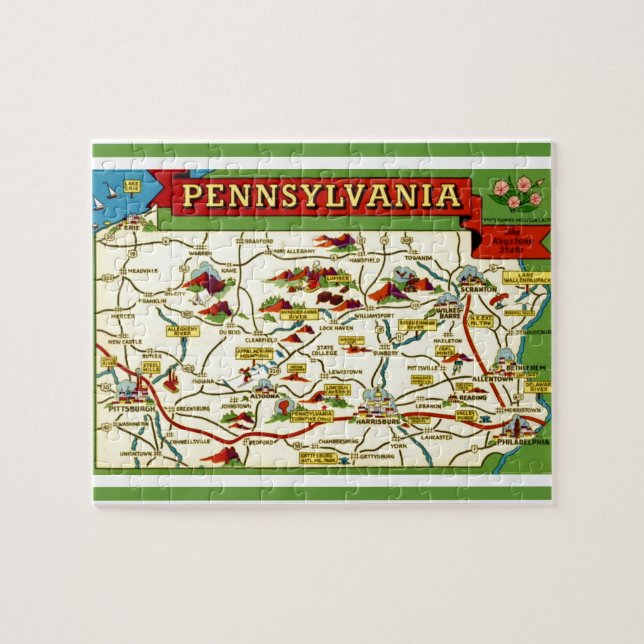 Puzzle Mapa de postales de Pennsylvania (Horizontal)