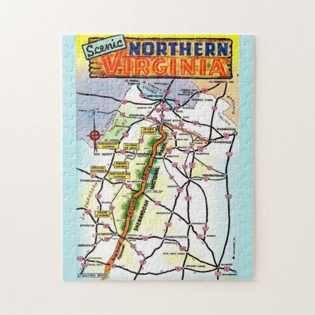 Puzzle Mapa de postales de Virginia (Vertical)