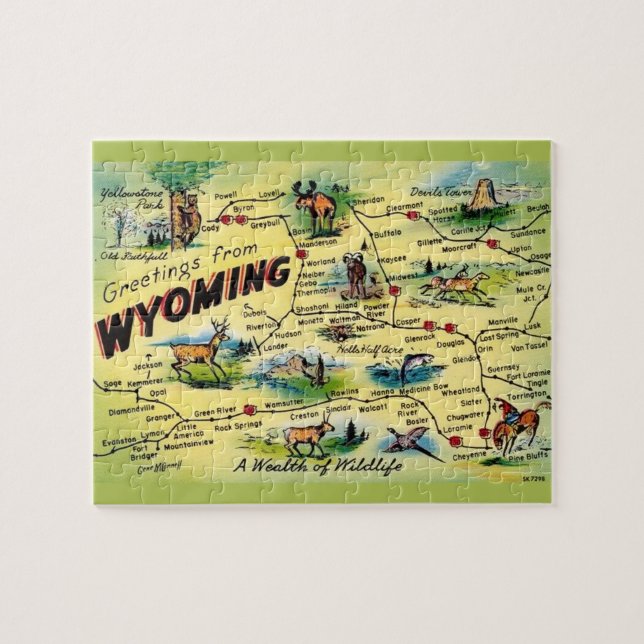 Puzzle Mapa de postales vírgenes de Wyoming (Horizontal)