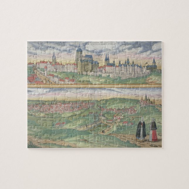 Puzzle Mapa de Praga, de "Civitates Orbis Terrarum" cerca (Horizontal)