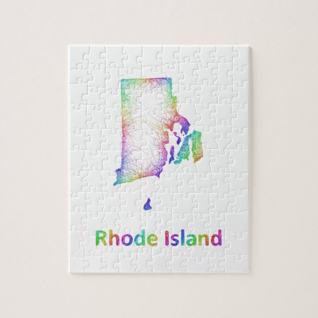 Puzzle Mapa de Rhode Island del arco iris (Vertical)