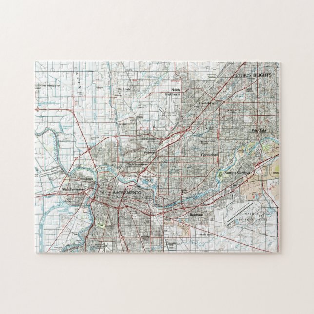 Puzzle Mapa de Sacramento California (1994) (Horizontal)