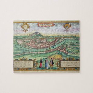 Puzzle Mapa de Salzburg, de "Civitates Orbis Terrarum" b