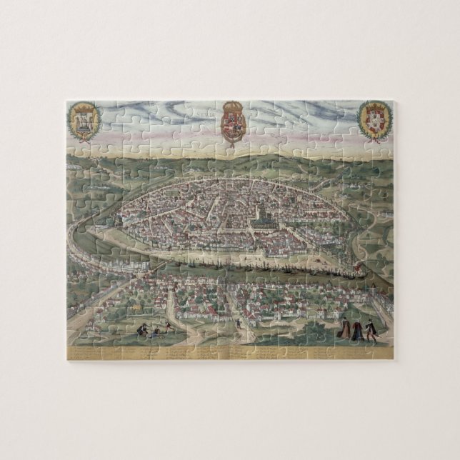 Puzzle Mapa de Sevilla, de "Civitates Orbis Terrarum" (Horizontal)