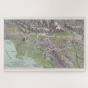 Puzzle Mapa de Socorro de la Vintage de California del Su