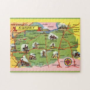 Puzzle Mapa de Surrey Inglaterra 11x14