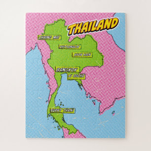 Puzzle Mapa de Tailandia ilustrado con arte pop