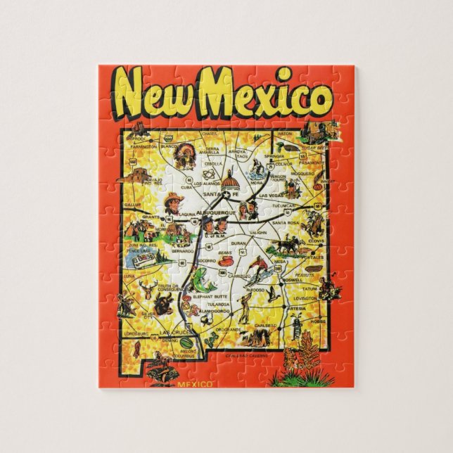 Puzzle Mapa de tarjetas postales de Nuevo México rompecab (Vertical)