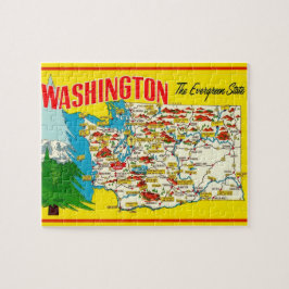Puzzle Mapa de tarjetas postales de Washington rompecabez
